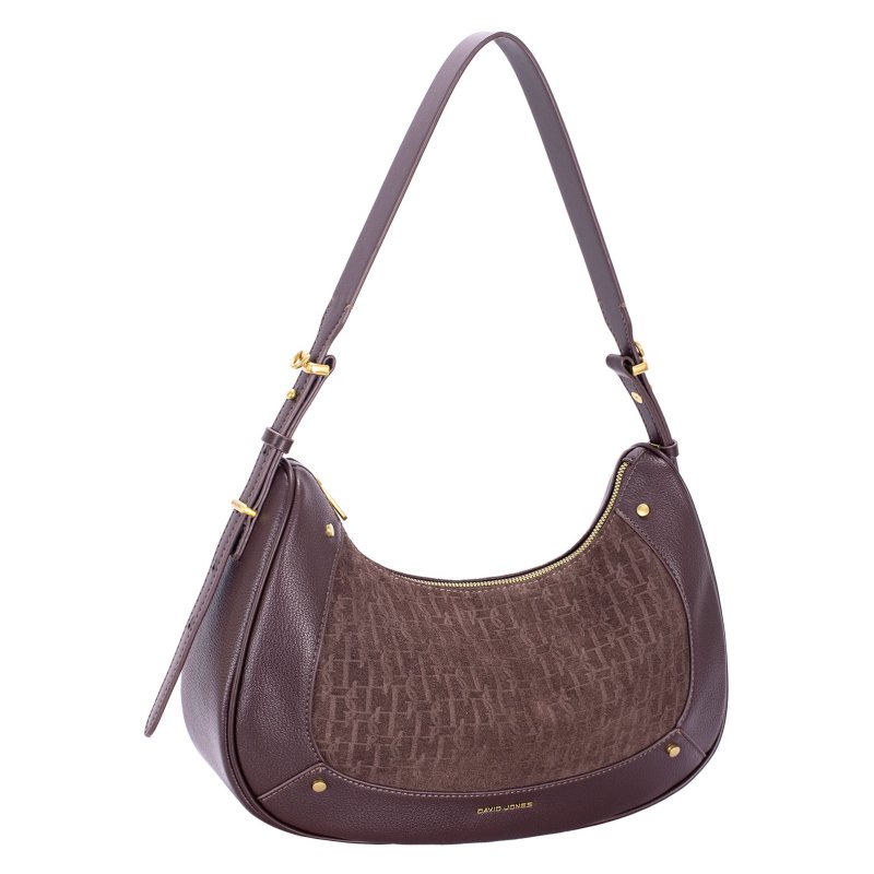 David Jones Hot Chocolate Large Monogram Scoop Shoulder Bag