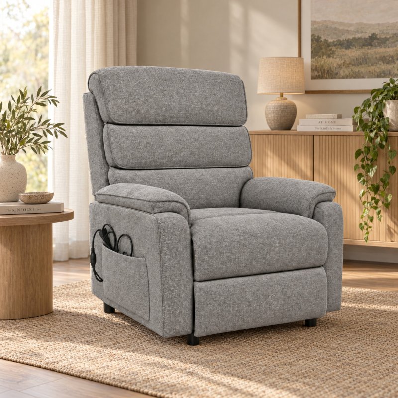 Aldiss Own Hallie Lift & Tilt Recliner Chair in Grey Fabric