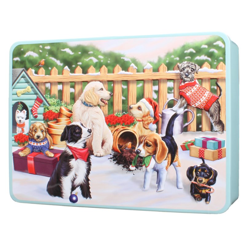 Dog Garden Tin Of Biscuits