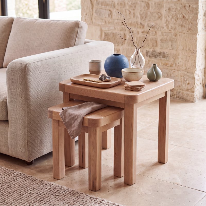 Aldiss Own Hamilton Oak Nest of 2 Tables