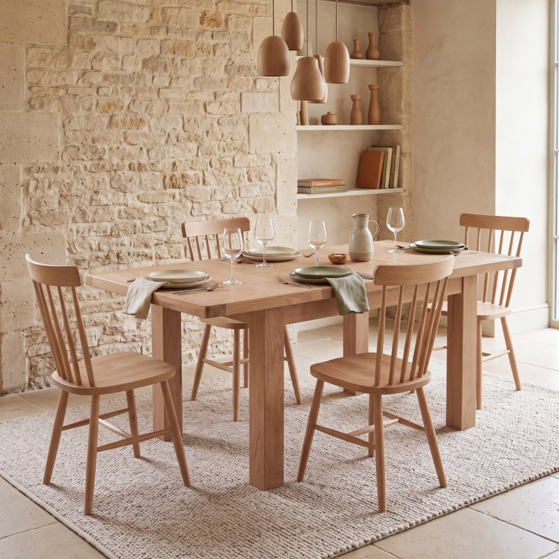 Aldiss Own Hamilton Oak 1m Butterfly Extending Dining Table & 4 Chairs