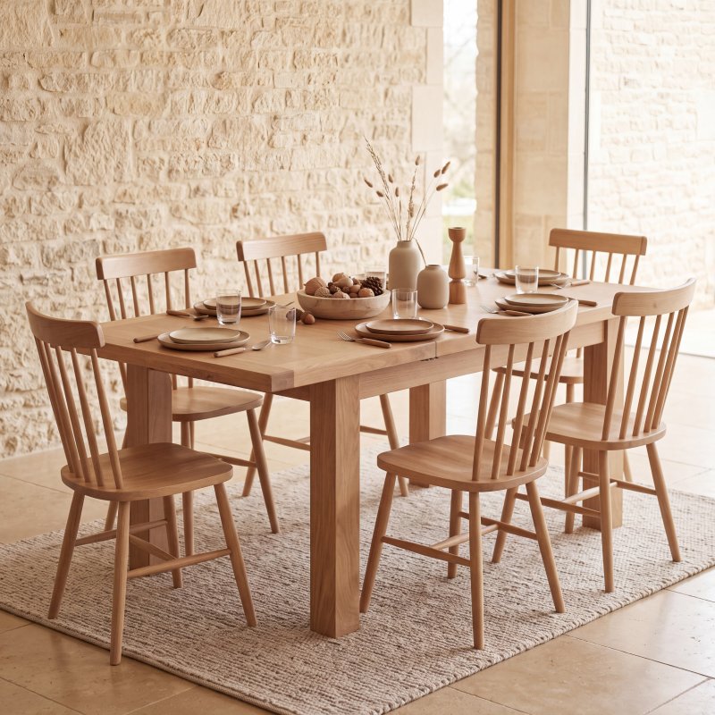 Aldiss Own Hamilton Oak 1.3m Butterfly Extending Dining Table & 4 Chairs