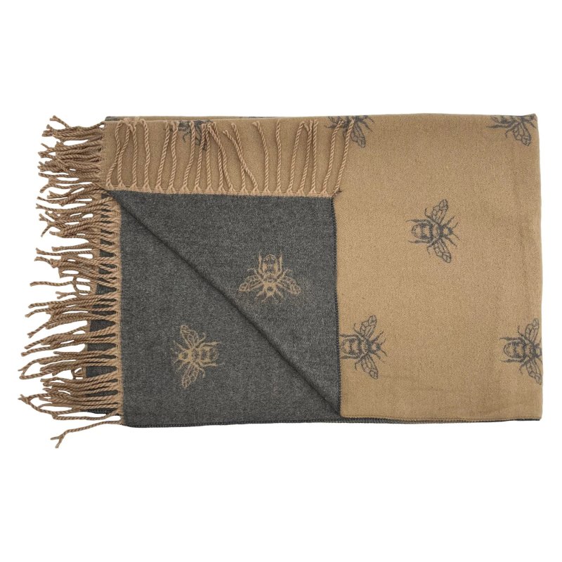 A&B A & B Large Bee Print Mix Wool Scarf Assorted