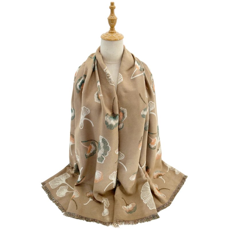 A&B A & B Stylish Flying Gingko Leaf Print Scarf Assorted