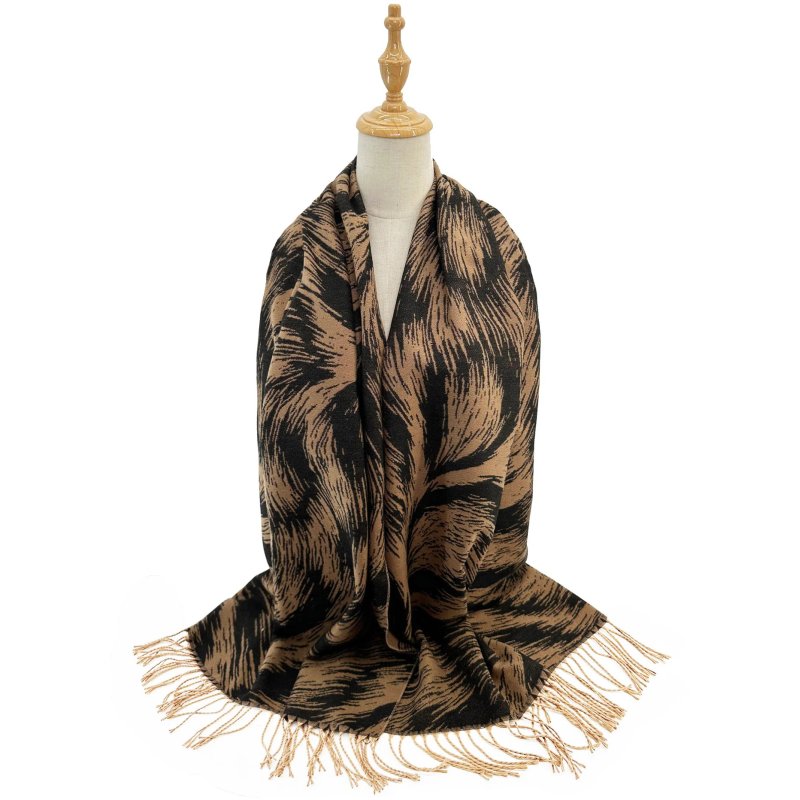 A&B A & B Abstract Texture Print Scarf with Tassels Assorted