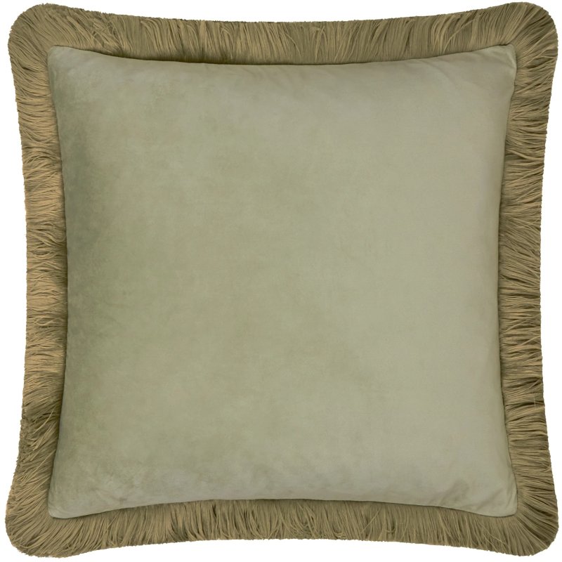 Furn Halo Fringed Velvet Cushion Green & Sage