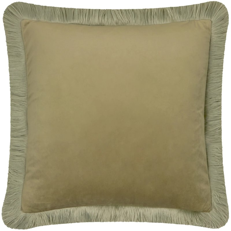 Furn Halo Fringed Velvet Cushion Sage & Green