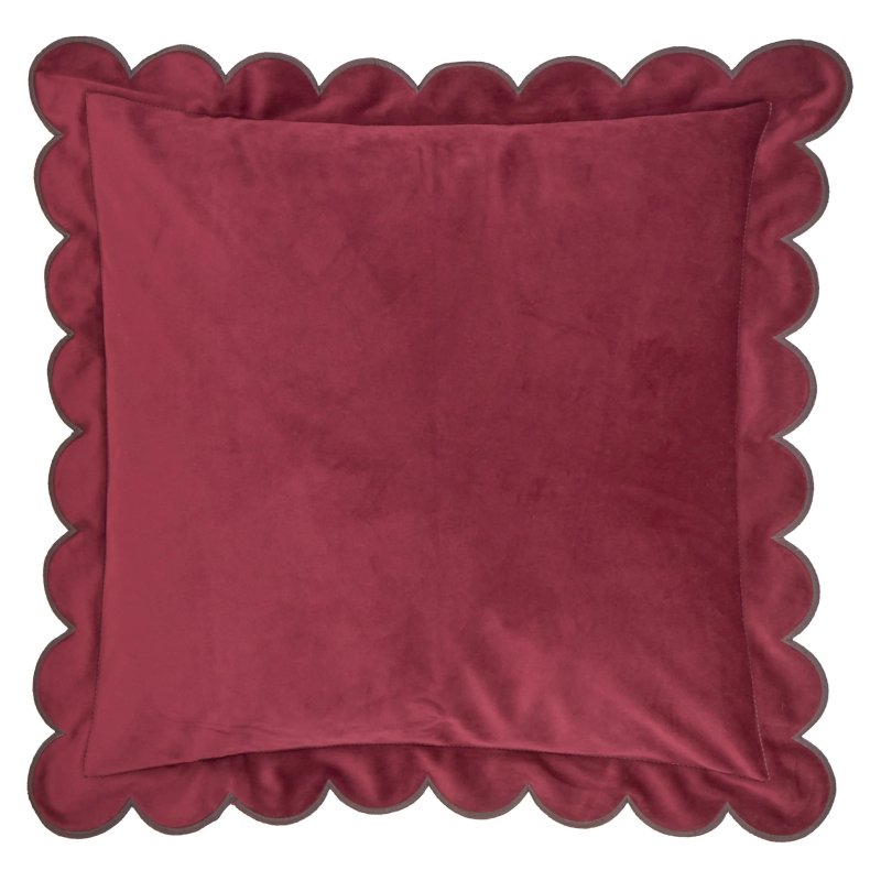 Furn Lil Scallop Cushion Burgundy & Chocolate