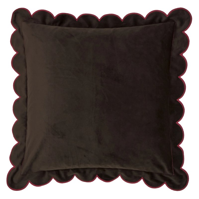 Furn Lil Scallop Cushion Chocolate & Burgundy