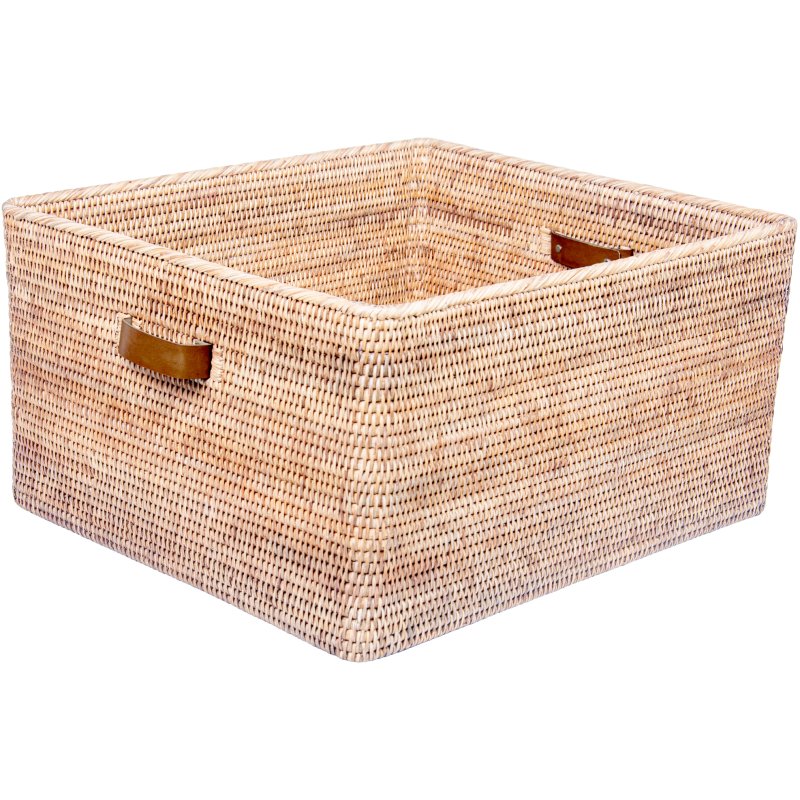 Lows Artisan Weave Large Basket With Leather Handle