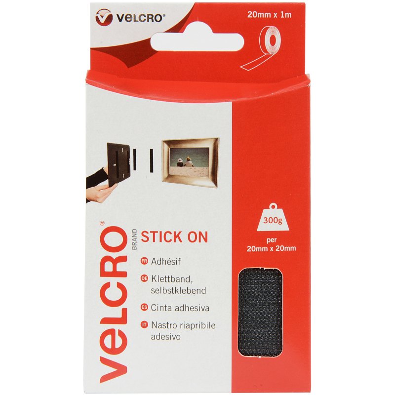 Velcro Hook And Loop Tape Stick-On Black