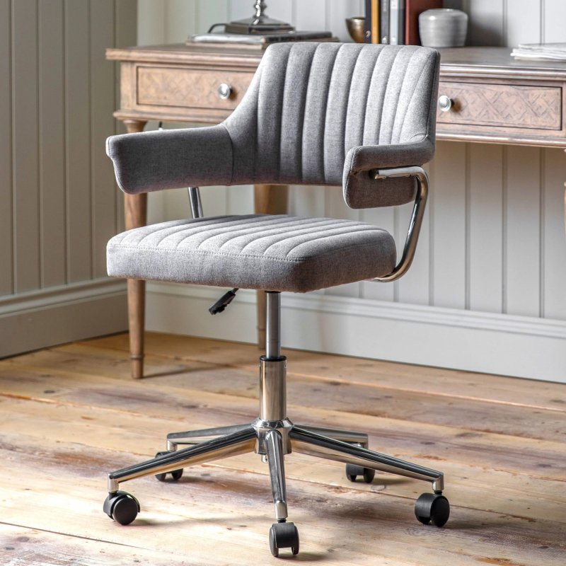 Aldiss Own Mcintyre Swivel Chair in Grey Fabric
