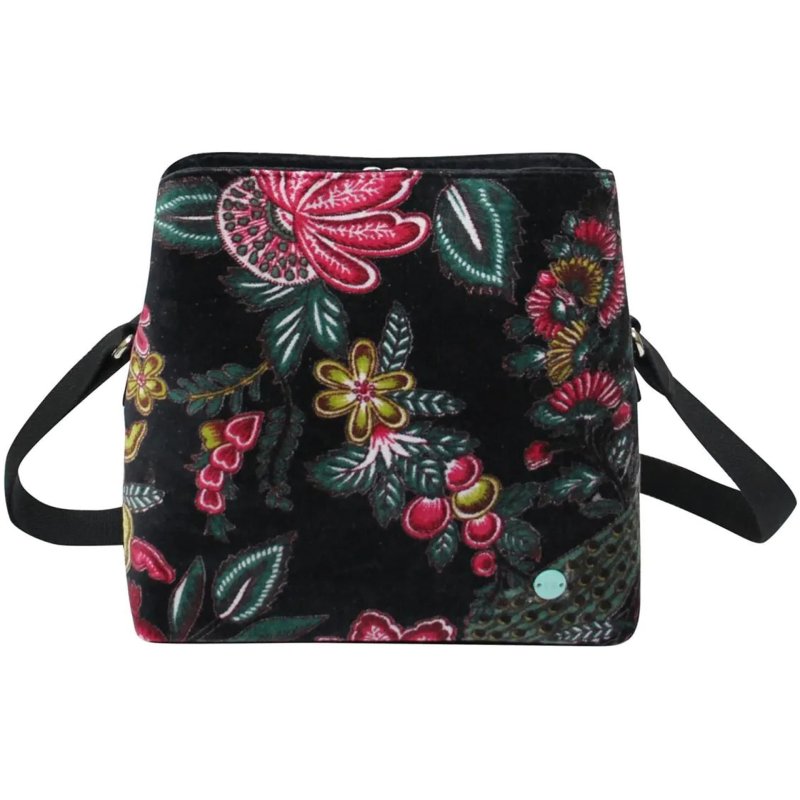 Earth Squared Printed Velvet Logan Black Bag