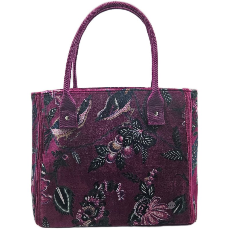Earth Squared Printed Velvet Plum Small Tote Bag