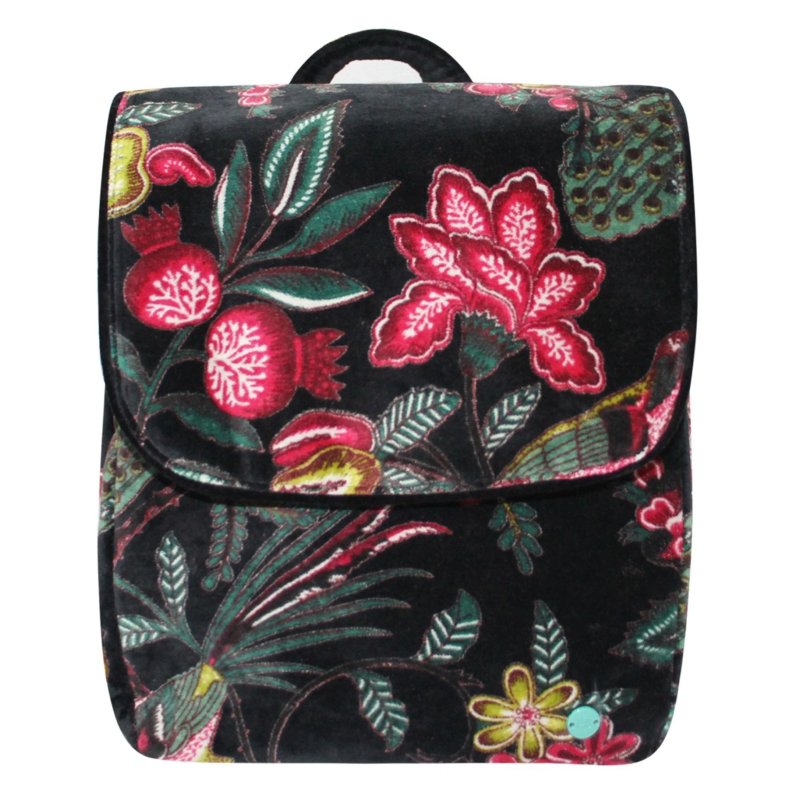 Earth Squared Printed Velvet Black Backpack