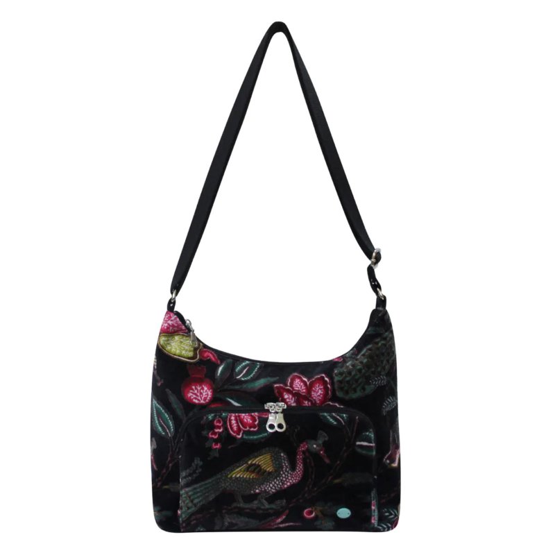 Earth Squared Printed Velvet Black Hobo Bag