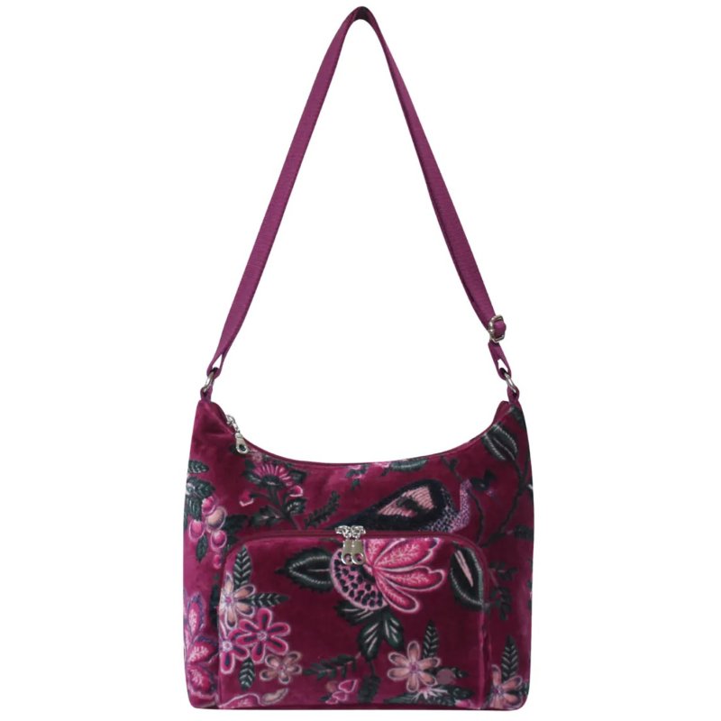 Earth Squared Printed Velvet Plum Hobo Bag