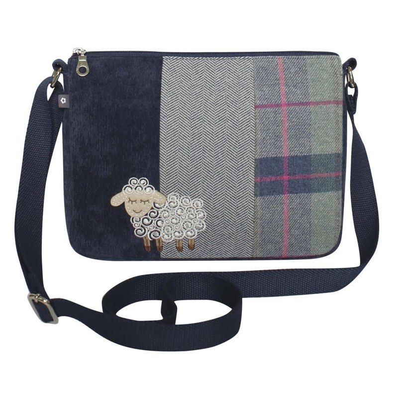 Earth Squared Tweed Applique Messenger Bag Sheep