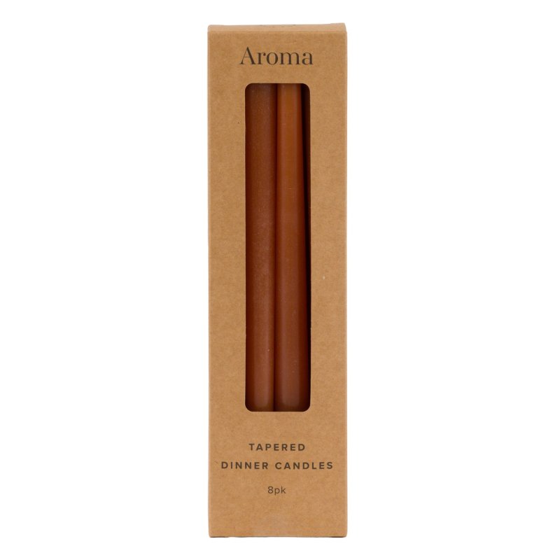 Gallery Direct Tapered Dinner Candles Tan Set Of 8 in box