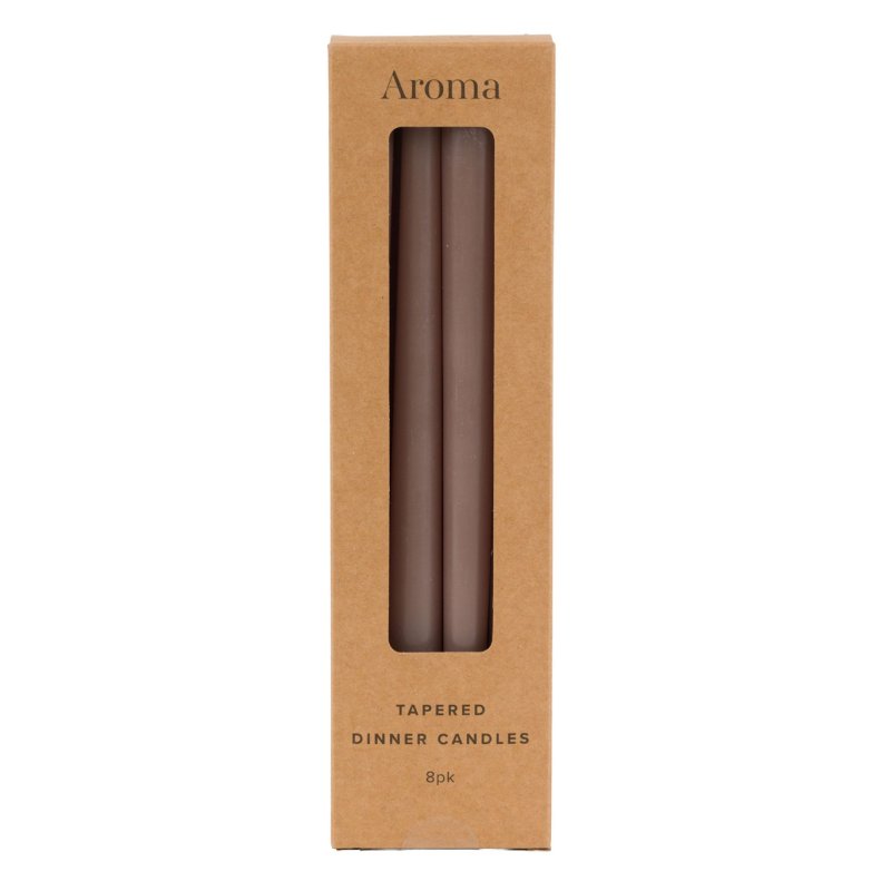 Gallery Direct Tapered Dinner Candles Taupe Set Of 8 in box