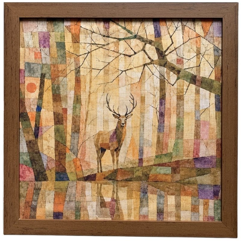 Aquarelle Home Aquarelle Sunset Stags Print Wall Art Walnut Frame