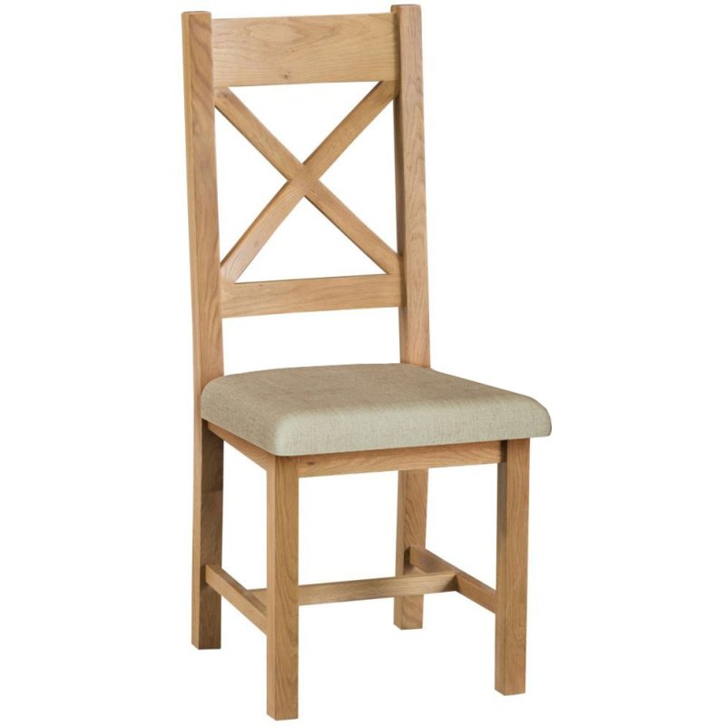 Norfolk Oak Cross Back Chair Fabric Seat