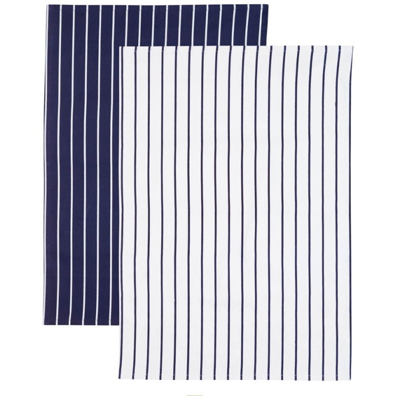 kitchenCraft Blue Stripe Tea Towels Pack of 2
