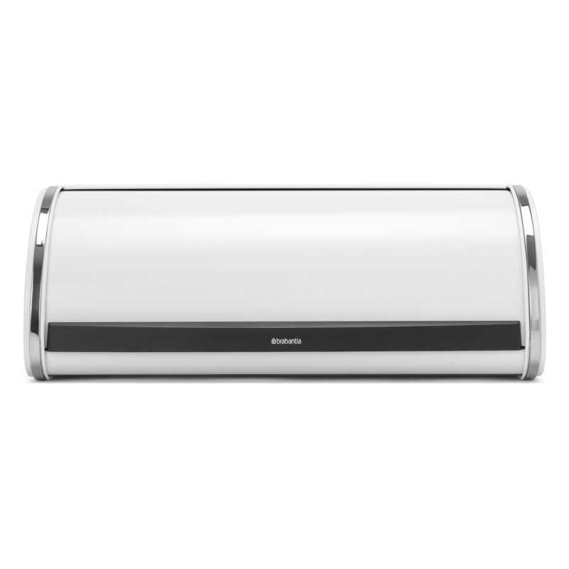 Brabantia White Roll Top Bread Bin Closed on white Background