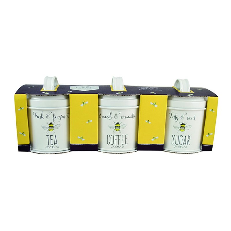 Bee Happy Set of 3 Storage Canisters