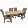 Heritage 1.3m Extending Dining Table with 4 Grey Upholstered Chairs