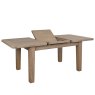 Heritage 1.3m Extendable Table & 2 Grey Upholstered Cross Back Chairs image of the table in action on a white background