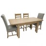 Heritage 1.3m Extendable Table & 2 Grey Upholstered Ladder Back Chairs image of the table and chairs on a white background