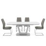 Lazzaro 1.6m White Extending Table with 4 Taupe Irma Chairs