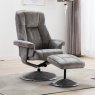 Denver Swivel Recliner Chair & Stool Set in Elephant Fabric