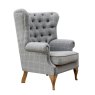Artisan Button Wing Chair in Grey Wool