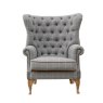 Aldiss Own Artisan Button Wing Chair in Grey Wool