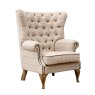 Artisan Buttoned Wing Chair in Natural Wool