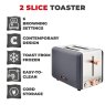 Tower Tower Cavaletto 2 Slice Toaster Grey