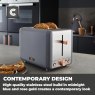 Tower Tower Cavaletto 2 Slice Toaster Grey