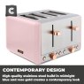 Tower Tower Cavaletto 4 Slice Toaster Pink