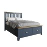 Aldiss Own Heritage Blue Bed With Wooden Headboard and Drawer Footboard