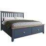 Aldiss Own Heritage Blue Bed With Wooden Headboard and Drawer Footboard