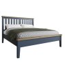 Aldiss Own Heritage Blue Low End Bed With Wooden Headboard