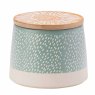 Artisan Flower Blue Canister with Bamboo Lid