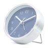 Acctim Tegan Silver & Suede Blue Alarm Clock Angled