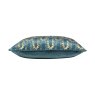 Wisteria Printed Velvet Cushion Petrol Side View