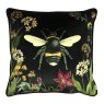 Midnight Garden Bee Cushion Black