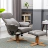 GFA Athena Swivel Recliner Chair & Stool Set in Grey Faux Leather