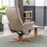 Athena Swivel Recliner Chair & Stool Set in Cream Faux Leather