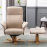 Athena Swivel Recliner Chair & Stool Set in Cream Faux Leather
